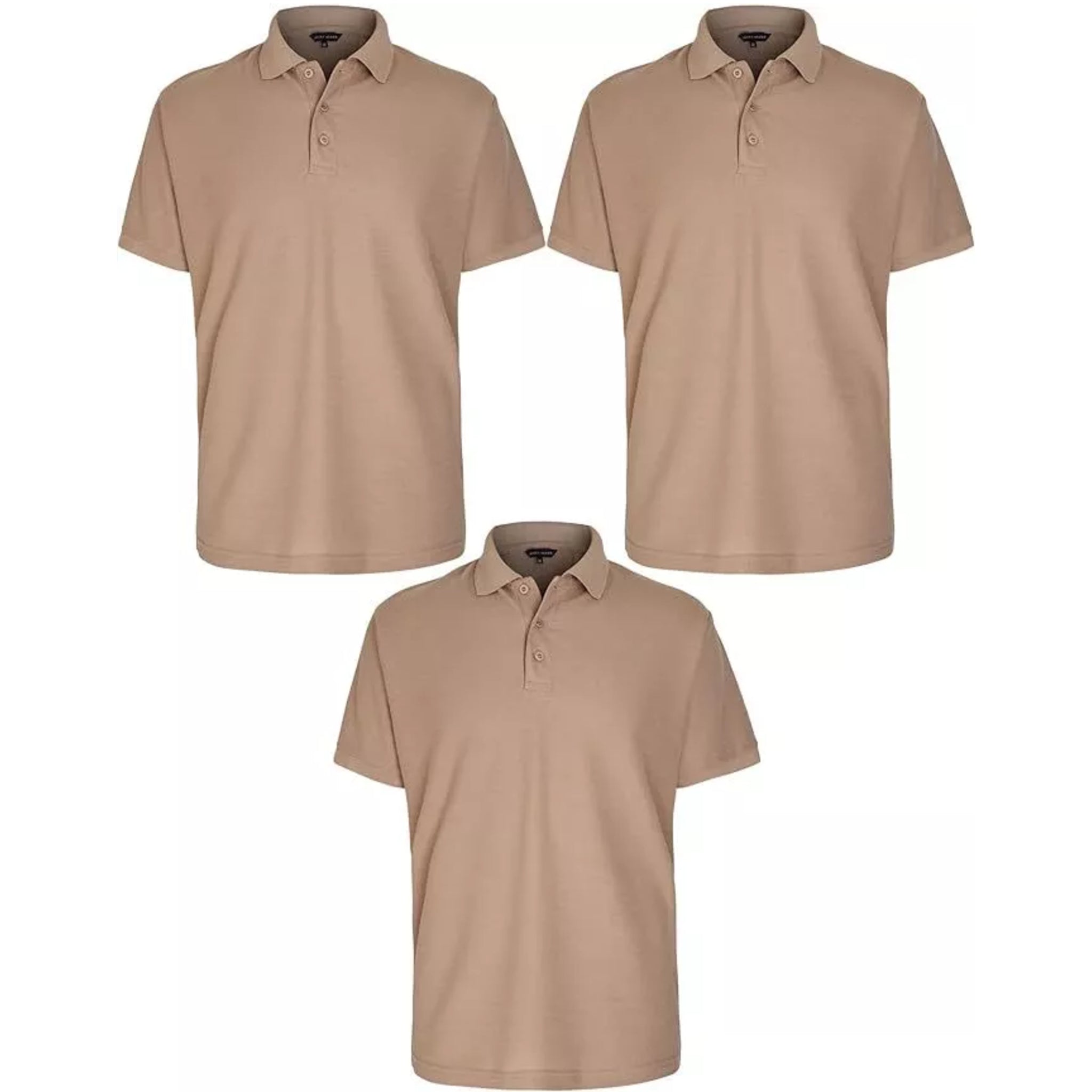 Classic men’s polo shirts 3 pack collared casual tops in khaki green